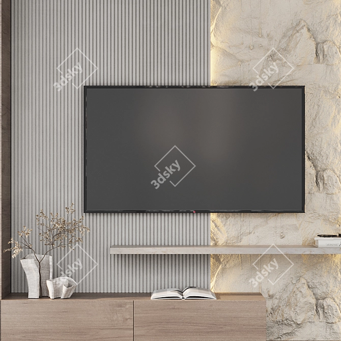 Modern TV Wall Decor Set 3D model image 3