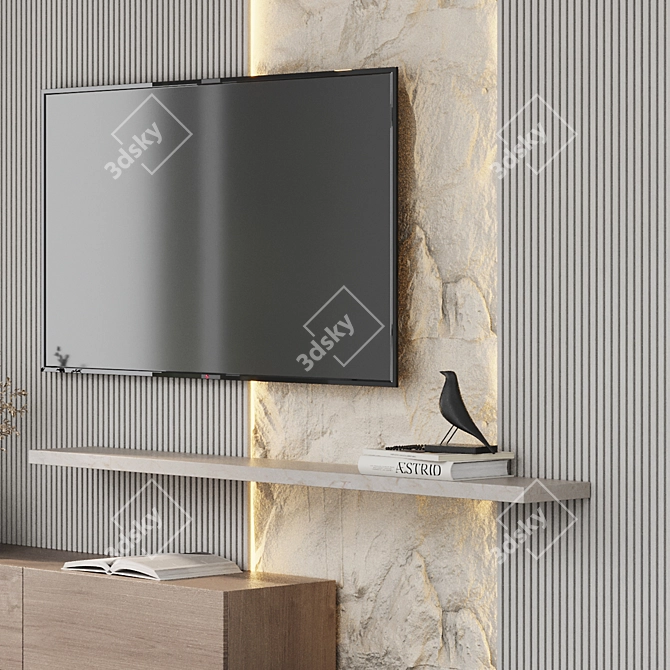 Modern TV Wall Decor Set 3D model image 4