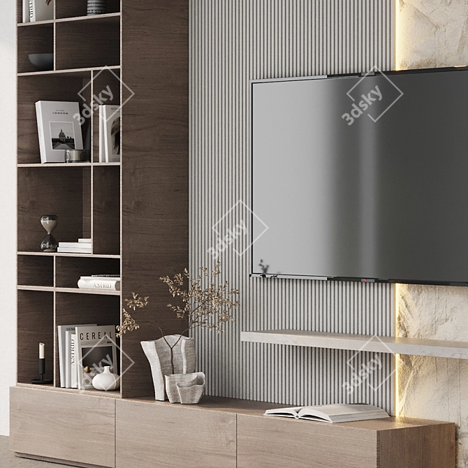 Modern TV Wall Decor Set 3D model image 5