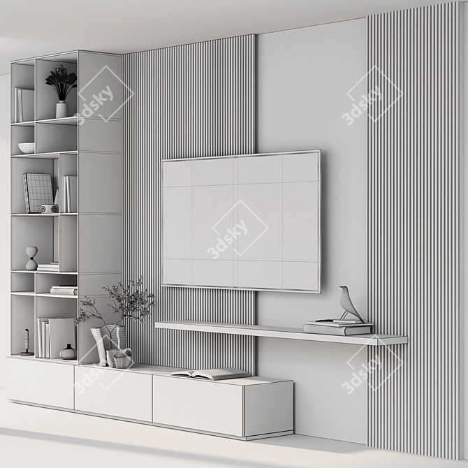 Modern TV Wall Decor Set 3D model image 6