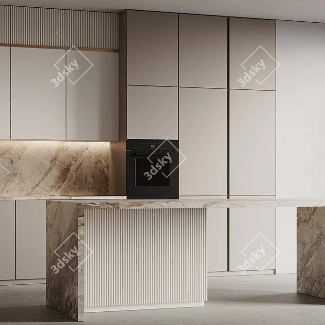 Modern Kitchen 3D Model Set 3D model image 2