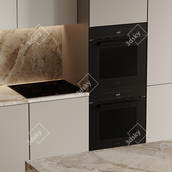 Modern Kitchen 3D Model Set 3D model image 3