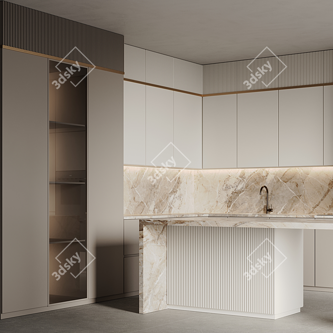 Modern Kitchen 3D Model Set 3D model image 5