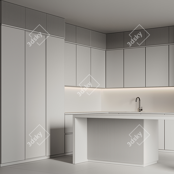 Modern Kitchen 3D Model Set 3D model image 6