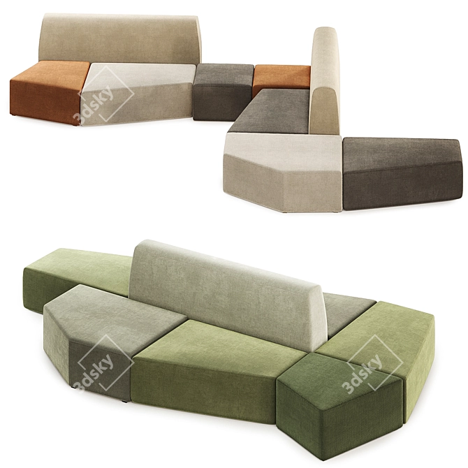 Multifunctional True Design Stone Sofa 3D model image 1