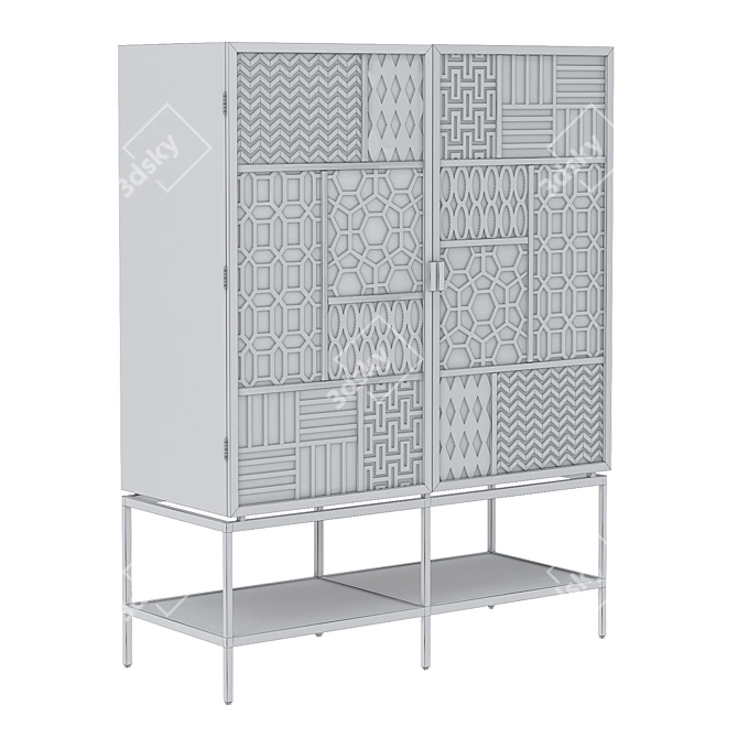 Limed Ash Fretwork Cabinet Home 3D model image 3