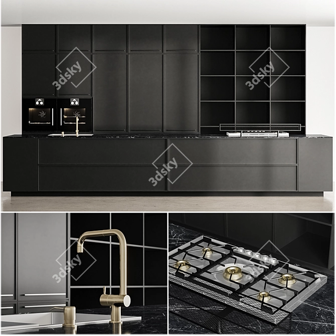 Customizable Modern Kitchen Island Cabinet 3D model image 1