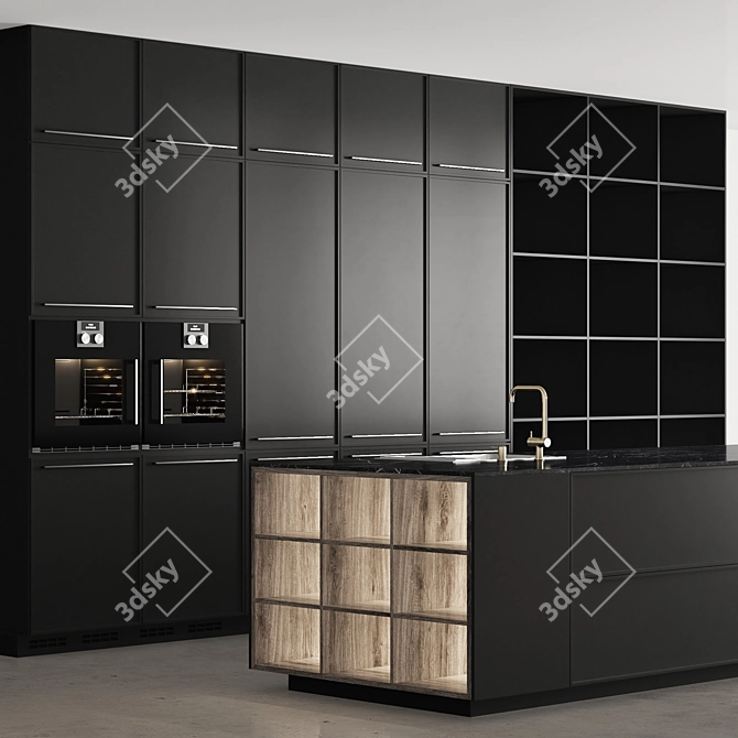 Customizable Modern Kitchen Island Cabinet 3D model image 2