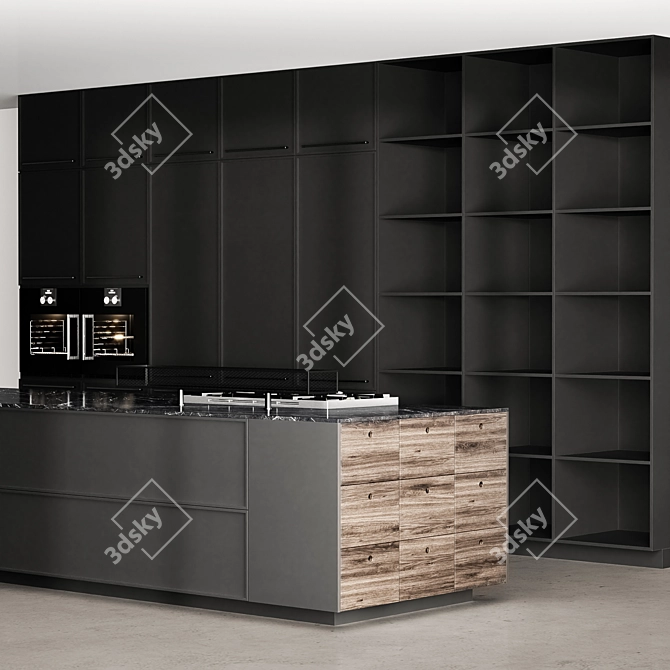 Customizable Modern Kitchen Island Cabinet 3D model image 3