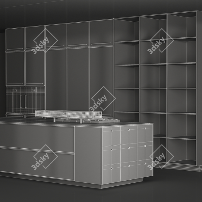 Customizable Modern Kitchen Island Cabinet 3D model image 4