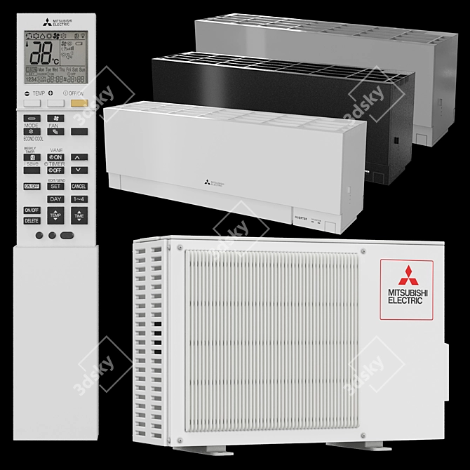 3-in-1 Mitsubishi Air Conditioner 3D model image 1