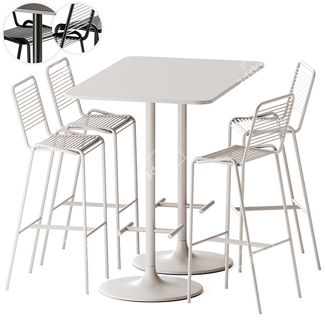 Modern Outdoor Bar Set Furniture 3D model image 1