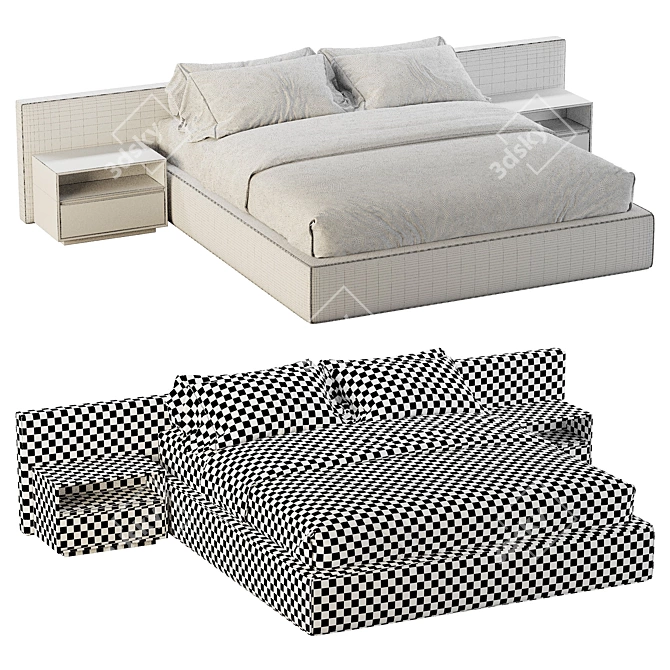 Modern Bowie Bed Design 3D model image 5