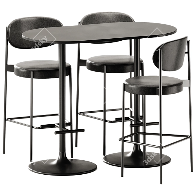 Verner 430 Bar Stool Set 3D model image 2