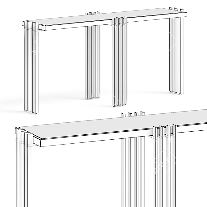 Modern Black Marble Console Table 3D model image 2