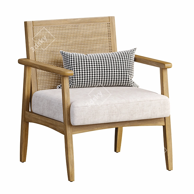 Handcrafted Rattan Club Chair 3D model image 1