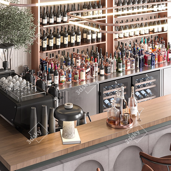 Minimalist Grigio Bar Fbx Units 3D model image 3