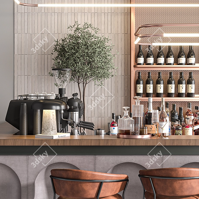 Minimalist Grigio Bar Fbx Units 3D model image 4