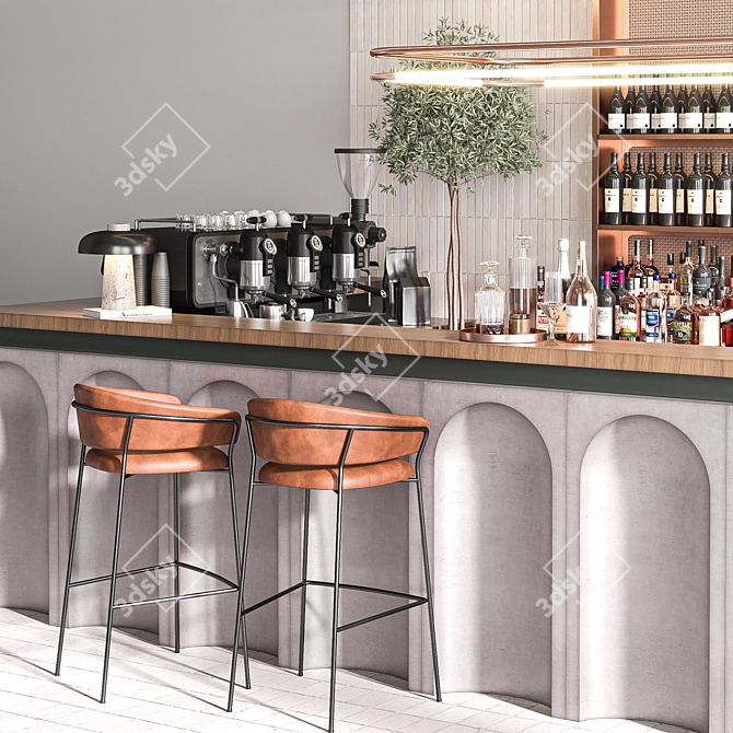 Minimalist Grigio Bar Fbx Units 3D model image 5