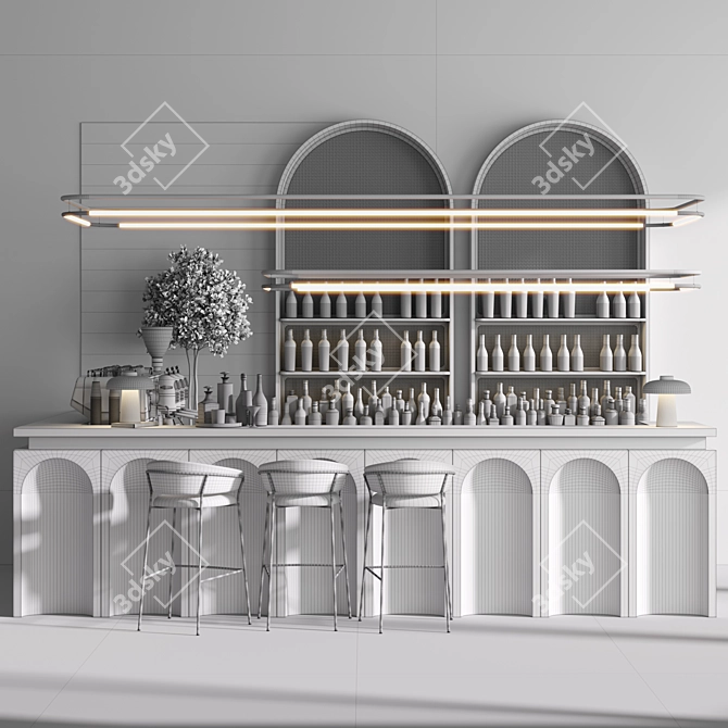 Minimalist Grigio Bar Fbx Units 3D model image 6