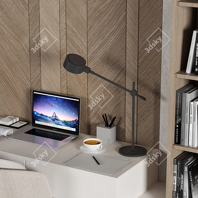 Sleek Modern Office Desk Set 3D model image 3