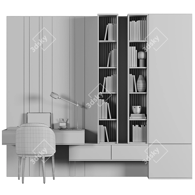 Sleek Modern Office Desk Set 3D model image 4