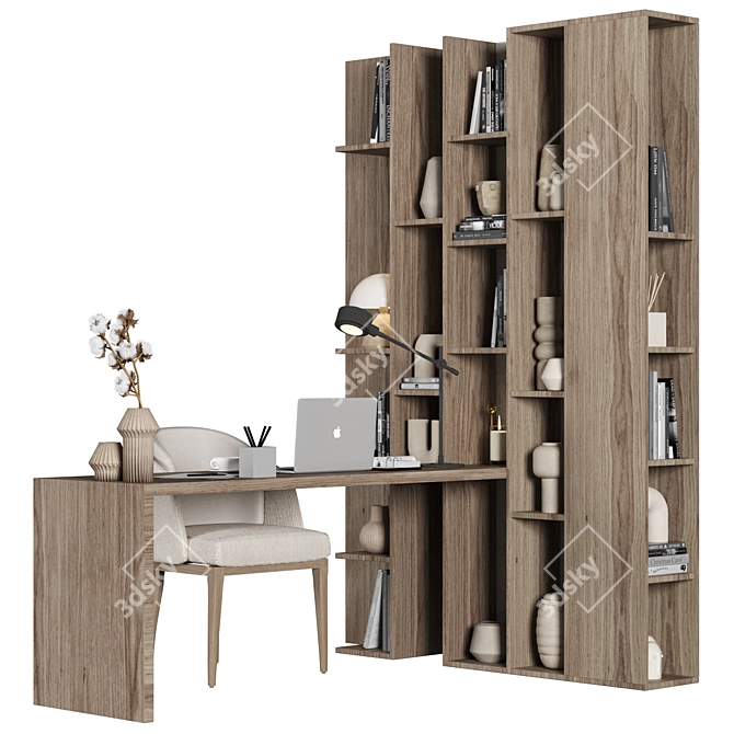 Modern Wood Office Desk Furniture 3D model image 1