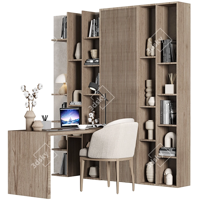 Elegant Wood Home Office Furniture 3D model image 2