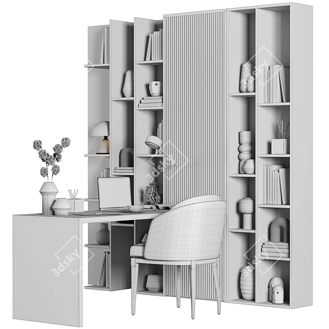 Elegant Wood Home Office Furniture 3D model image 5