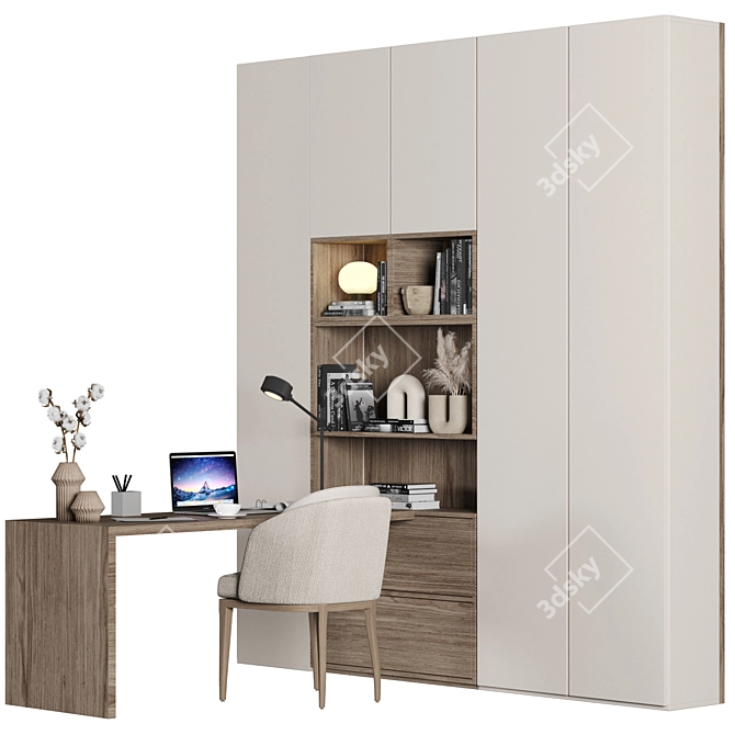  Modern Wood Home Office Furniture 3D model image 1