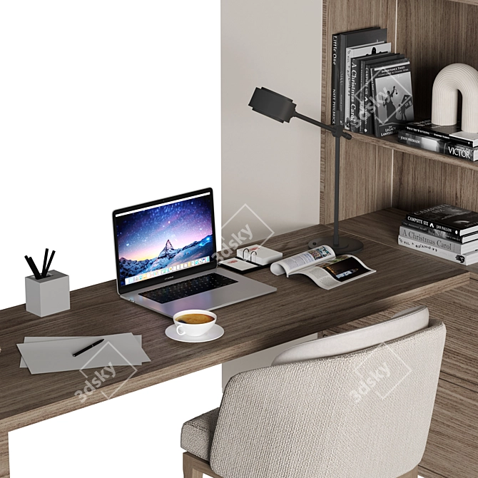  Modern Wood Home Office Furniture 3D model image 2