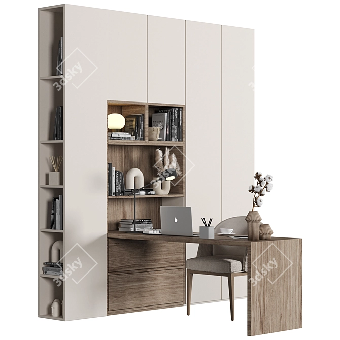  Modern Wood Home Office Furniture 3D model image 4