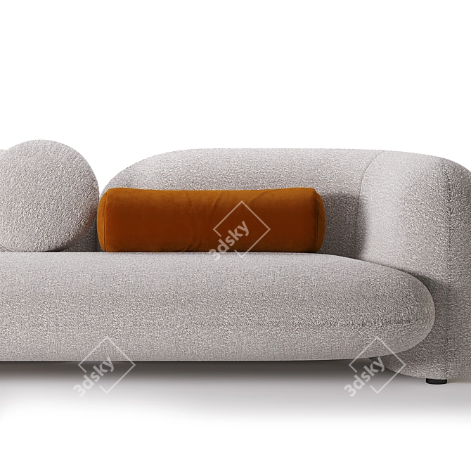 Modern Grey Boucle Three-Seater Sofa 3D model image 2