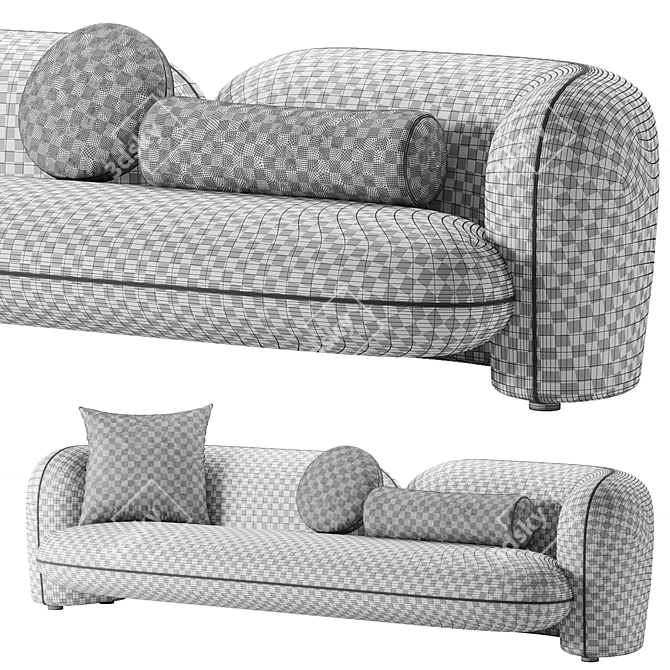 Modern Grey Boucle Three-Seater Sofa 3D model image 3