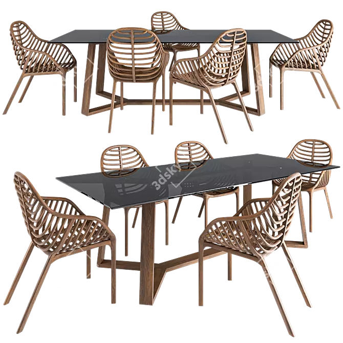 Elegant Trastevere Dining Set 3D model image 1