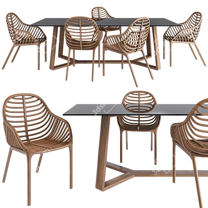 Elegant Trastevere Dining Set 3D model image 2