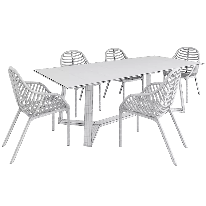 Elegant Trastevere Dining Set 3D model image 4