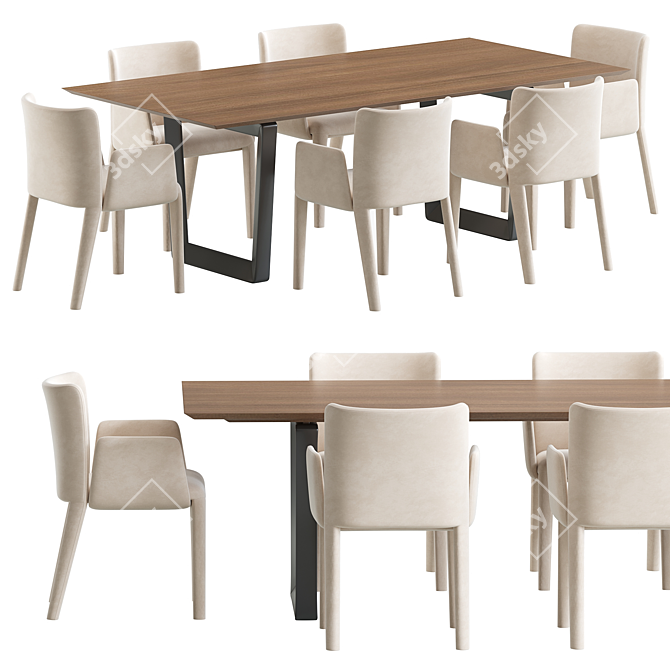 Modern Dining Set: Potocco Lars & Bolero 3D model image 1