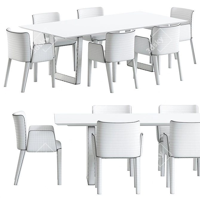 Modern Dining Set: Potocco Lars & Bolero 3D model image 3