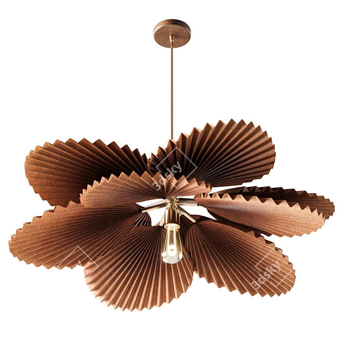 Pleated Palm Leaf Pendant Light 3D model image 1