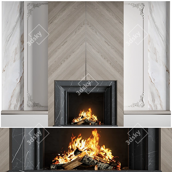 High Quality Fireplace 3D Model 3D model image 1