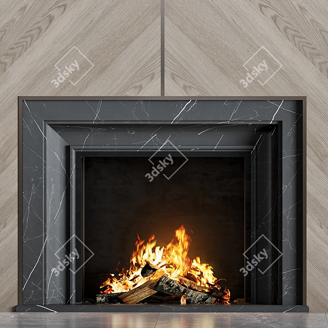 High Quality Fireplace 3D Model 3D model image 2