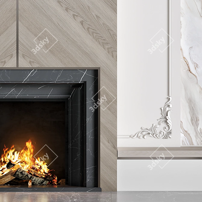 High Quality Fireplace 3D Model 3D model image 3