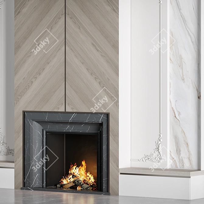 High Quality Fireplace 3D Model 3D model image 4