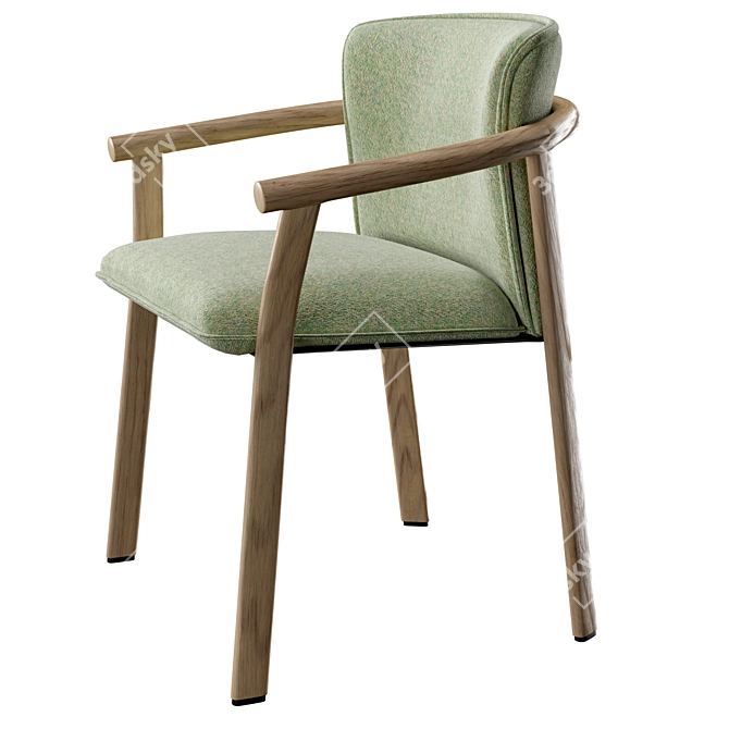 Elegant Ash Wood Armchair Elegance 3D model image 2