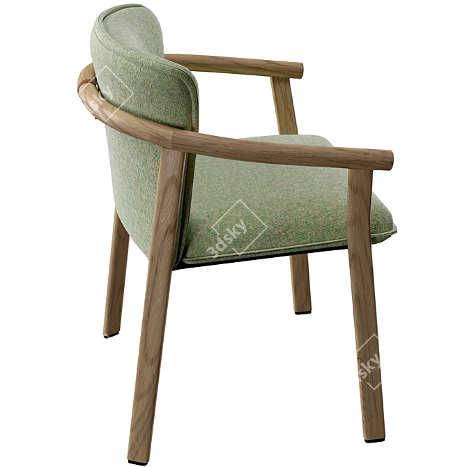 Elegant Ash Wood Armchair Elegance 3D model image 4