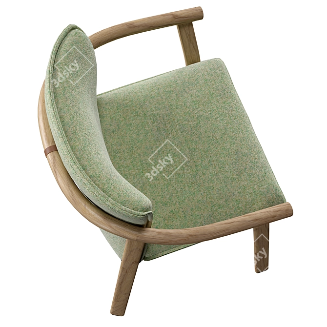 Elegant Ash Wood Armchair Elegance 3D model image 5