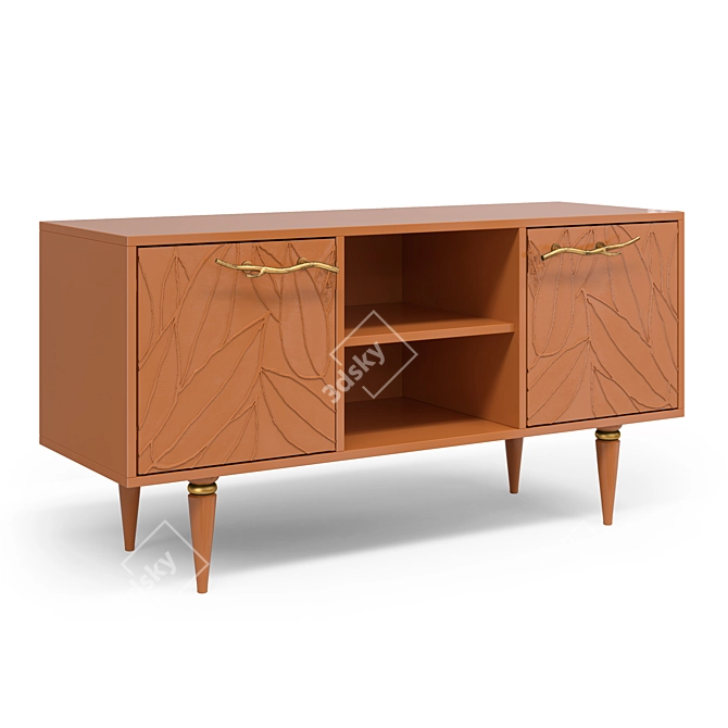 Classic TV Stand 117cm Gold/Silver Handles 3D model image 2