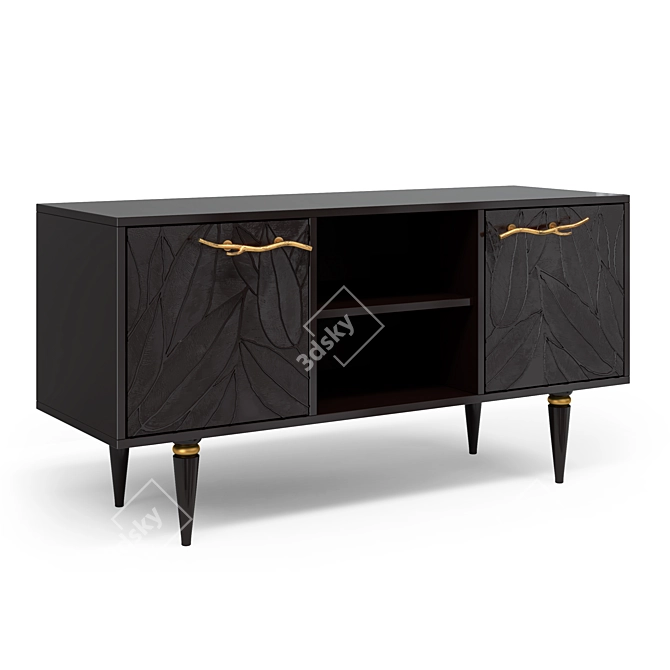 Classic TV Stand 117cm Gold/Silver Handles 3D model image 4