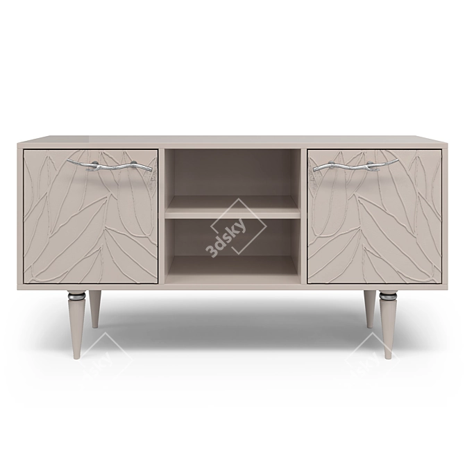 Classic TV Stand 117cm Gold/Silver Handles 3D model image 5